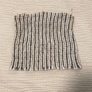 White and Black Striped Tube Top Crop Top from Garage